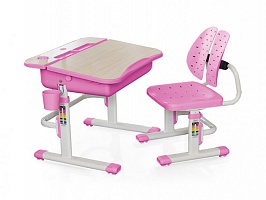 Парта и стул Mealux Evo 03 - клен/ белый /накладки розовые — сеть салонов «Мир Детской Мебели»