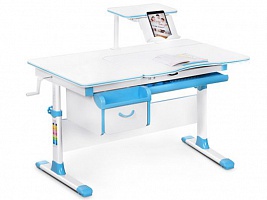 Парта Mealux Evo-40 - белый/накладки голубой — сеть салонов «Мир Детской Мебели»