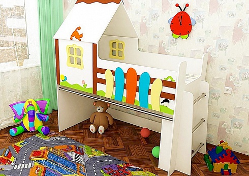Кровать-чердак Сказочный домик — сеть салонов «Мир Детской Мебели»