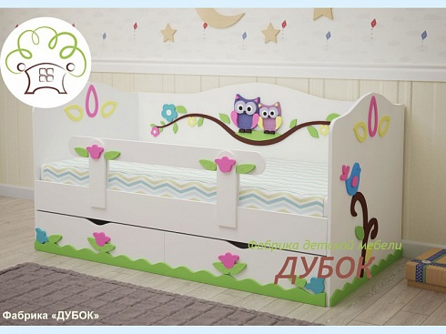 Детская кровать Дубок Совушки Плюс 160х80 см — сеть салонов «Мир Детской Мебели»
