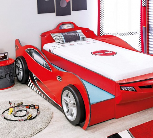 Кровать-машина Coupe Cilek красная с доп. сп. местом — сеть салонов «Мир Детской Мебели»