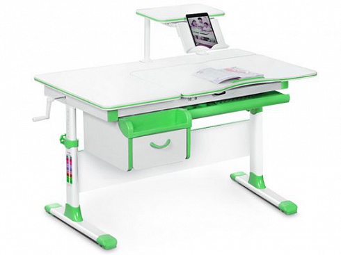 Парта Mealux Evo-40 - белый/накладки зеленые — сеть салонов «Мир Детской Мебели»