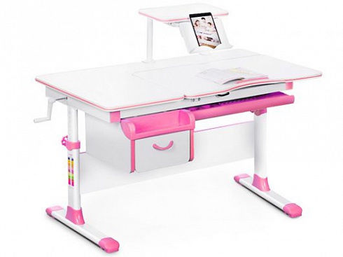 Парта Mealux Evo-40 - белый/накладки розовые — сеть салонов «Мир Детской Мебели»