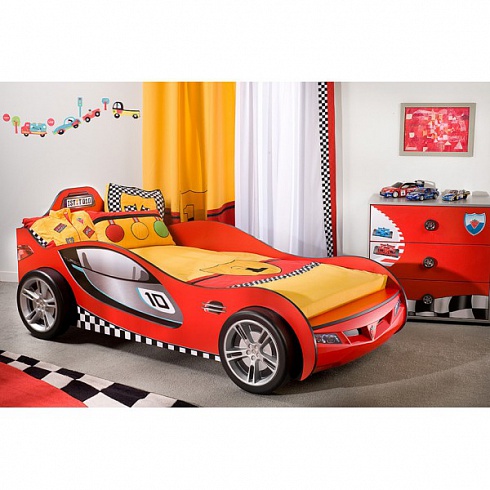 Кровать-машина Coupe, красная,  сп. м. 90х190 Cilek — сеть салонов «Мир Детской Мебели»